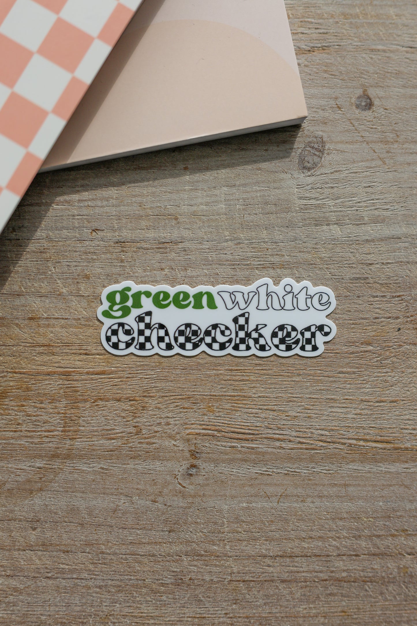 Green White Checker Sticker